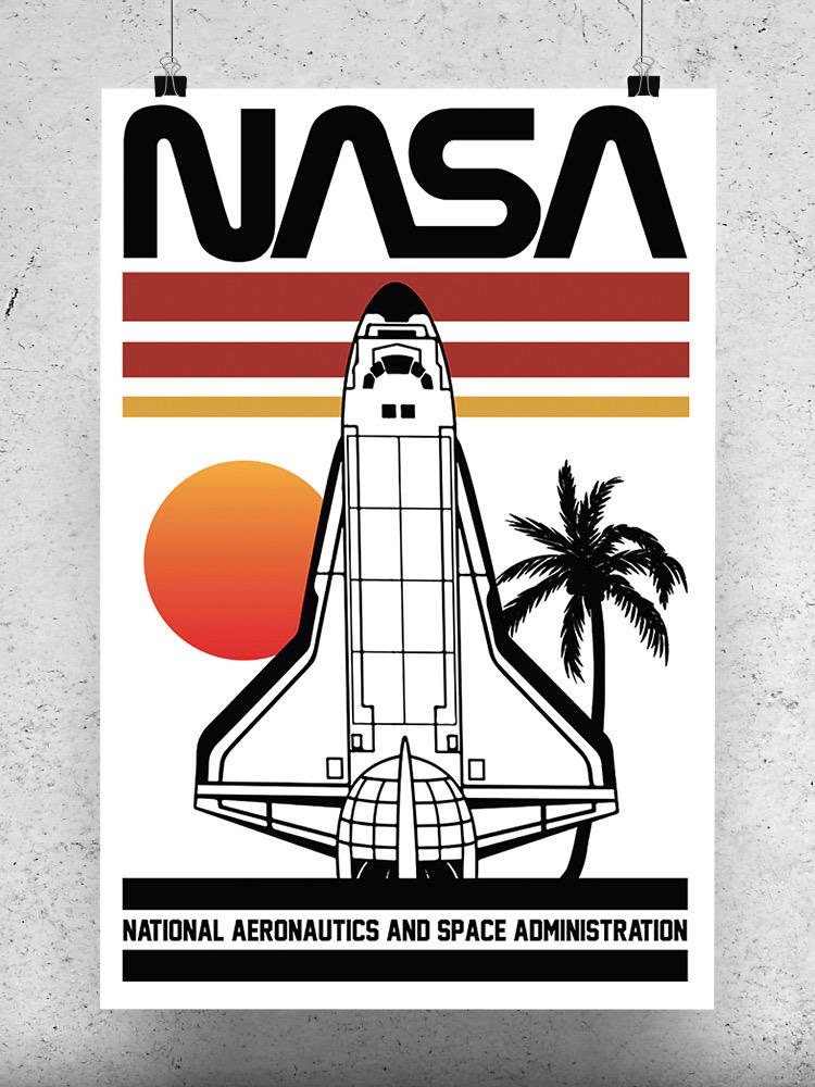 Spacecraft Over Retro Sunset Wall Art -NASA Designs