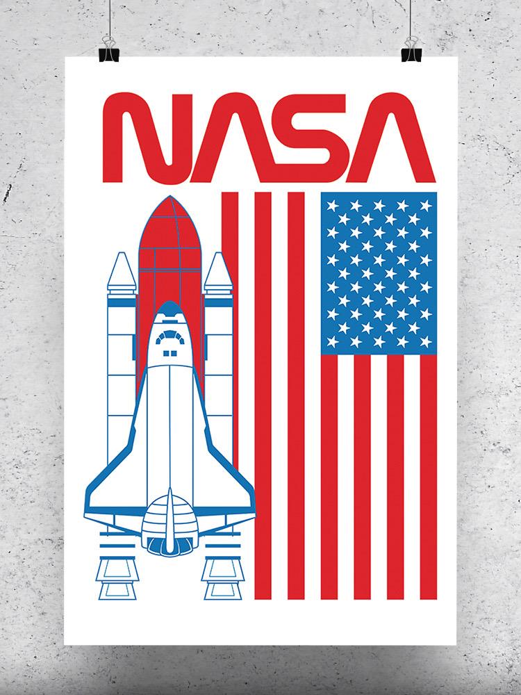 Spacecraft And Usa Flag Wall Art -NASA Designs