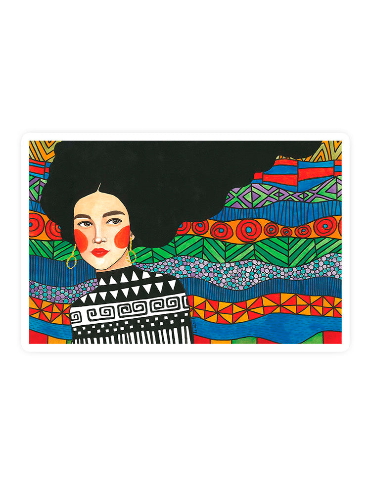 Black Haired Woman Sticker -Hulya Ozdemir Designs