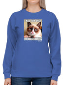 Grumpy Cat Angry Face Sweatshirt Women's -T-Line Designs