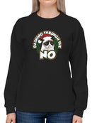 Grumpy Cat With A Wreath  Sweatshirt Women's -T-Line Designs
