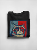 Grumpy Cat Art In Red And Blue Sweatshirt Men's -T-Line Designs