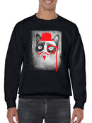 Grumpy Cat With Red Moustache Sweatshirt Men's -T-Line Designs
