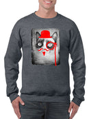 Grumpy Cat With Red Moustache Sweatshirt Men's -T-Line Designs