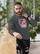 Grumpy Cat With Red Moustache Sweatshirt Men's -T-Line Designs