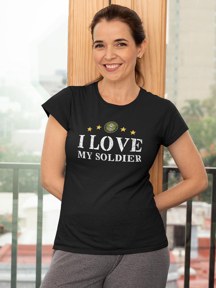 I Love My Soldier Shaped Tee Women's -Army Designs