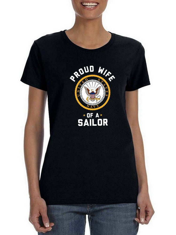 Proud Wife Of A Sailor Shaped Tee Women's -Navy Designs