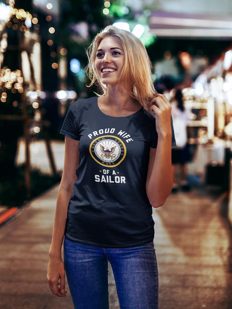 Proud Wife Of A Sailor Shaped Tee Women's -Navy Designs