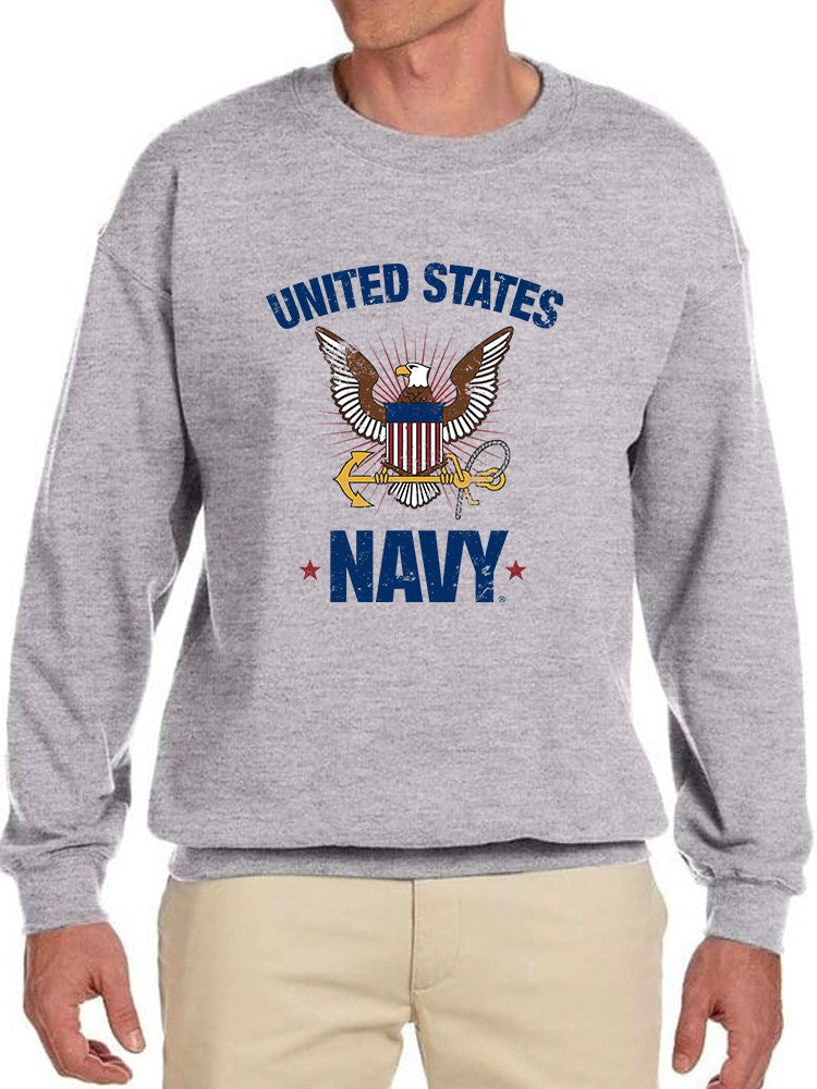 United States Navy Eagle Slogan Sweatshirt Men's -Navy Designs