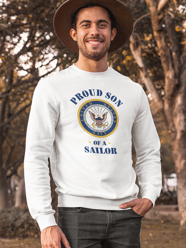 Proud Son Of A Sailor Phrase Sweatshirt Men's -Navy Designs