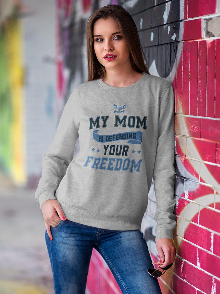Mom Freedom Defender Phrase Sweatshirt Women's -Navy Designs