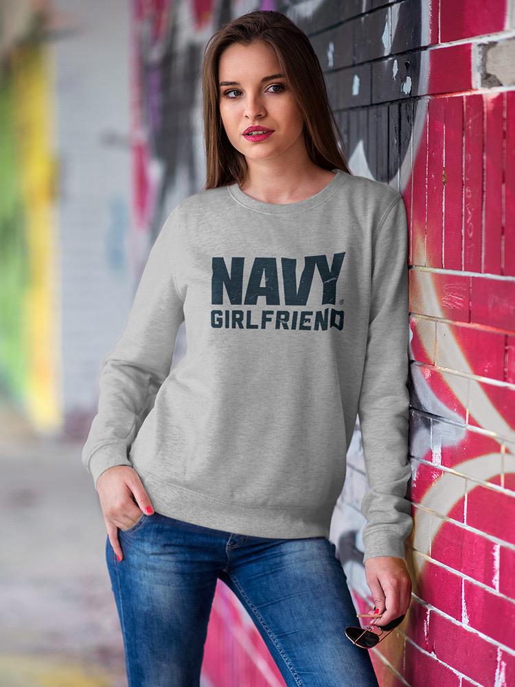 Navy Girlfriend Phrase Sweatshirt Women's -Navy Designs