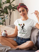 Boston Terrier On Penny Farthing T-shirt -Fab Funky Designs