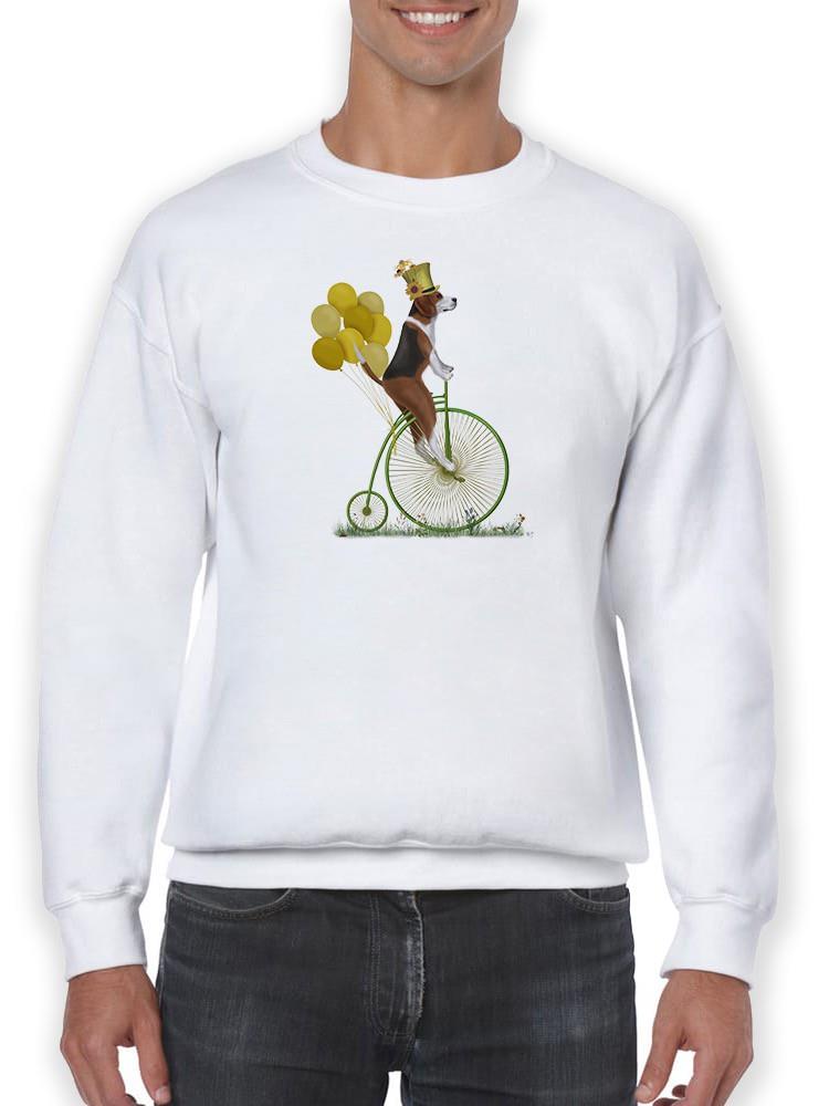 Beagle On Penny Farthing. Sweatshirt -Fab Funky Designs