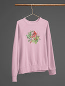 Cardinal Holly Christmas. Sweatshirt -Jennifer Paxton Parker Designs