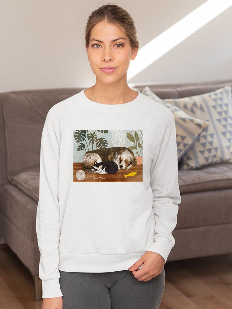 Adorable Dog And Cat Sleeping Sweatshirt -Victoria Borges Designs