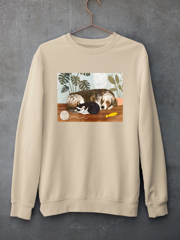 Adorable Dog And Cat Sleeping Sweatshirt -Victoria Borges Designs