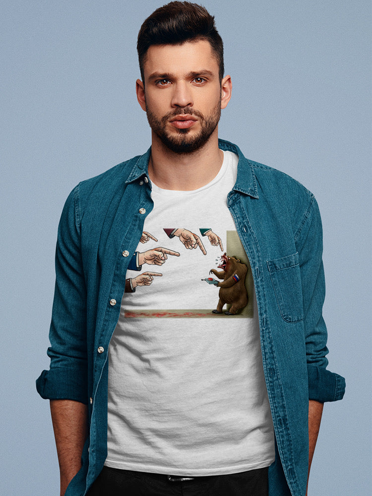 Bear Red Button T-shirt -Miguel Morales Designs