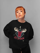 Let It Snow Moose Rustic Nature-Themed Holiday Gift Women's Sweatshirt
