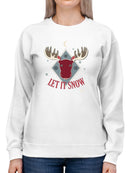Let It Snow Moose Rustic Nature-Themed Holiday Gift Women's Sweatshirt