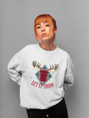 Let It Snow Moose Rustic Nature-Themed Holiday Gift Women's Sweatshirt
