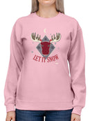 Let It Snow Moose Rustic Nature-Themed Holiday Gift Women's Sweatshirt