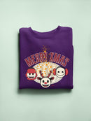 Cute Holiday Stars And Reindeer Christmas Graphic Women's Sweatshirt