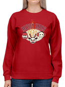 Cute Holiday Stars And Reindeer Christmas Graphic Women's Sweatshirt