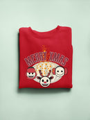 Cute Holiday Stars And Reindeer Christmas Graphic Women's Sweatshirt