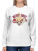 Cute Holiday Stars And Reindeer Christmas Graphic Women's Sweatshirt