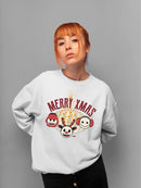 Cute Holiday Stars And Reindeer Christmas Graphic Women's Sweatshirt
