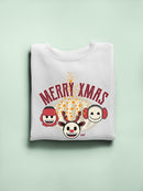 Cute Holiday Stars And Reindeer Christmas Graphic Women's Sweatshirt