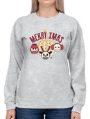 Cute Holiday Stars And Reindeer Christmas Graphic Women's Sweatshirt