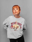 Cute Holiday Stars And Reindeer Christmas Graphic Women's Sweatshirt