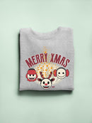 Cute Holiday Stars And Reindeer Christmas Graphic Women's Sweatshirt