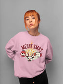 Cute Holiday Stars And Reindeer Christmas Graphic Women's Sweatshirt
