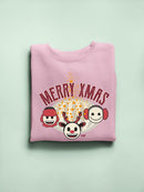 Cute Holiday Stars And Reindeer Christmas Graphic Women's Sweatshirt