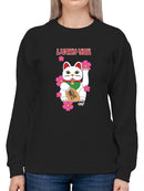 Japanese Fortune Cat - Lucky Cat Sakura Graphic Women's Sweatshirt