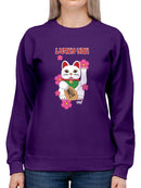 Japanese Fortune Cat - Lucky Cat Sakura Graphic Women's Sweatshirt