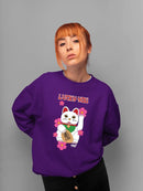 Japanese Fortune Cat - Lucky Cat Sakura Graphic Women's Sweatshirt