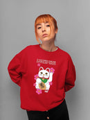 Japanese Fortune Cat - Lucky Cat Sakura Graphic Women's Sweatshirt