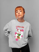 Japanese Fortune Cat - Lucky Cat Sakura Graphic Women's Sweatshirt