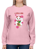 Japanese Fortune Cat - Lucky Cat Sakura Graphic Women's Sweatshirt