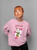 Japanese Fortune Cat - Lucky Cat Sakura Graphic Women's Sweatshirt