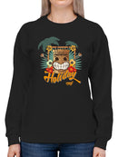 Tropical Ukulele And Palm Tree Tiki-Vibes Women's Sweatshirt