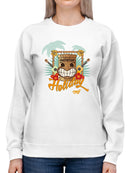 Tropical Ukulele And Palm Tree Tiki-Vibes Women's Sweatshirt