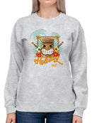 Tropical Ukulele And Palm Tree Tiki-Vibes Women's Sweatshirt