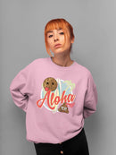 Aloha Tropical Coconut Icon Trendy Graphic Women's Sweatshirt