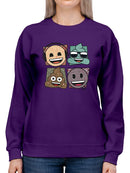 Mosaic Tee Fun Icon Faces Trendy Graphic Women's Sweatshirt