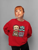Mosaic Tee Fun Icon Faces Trendy Graphic Women's Sweatshirt